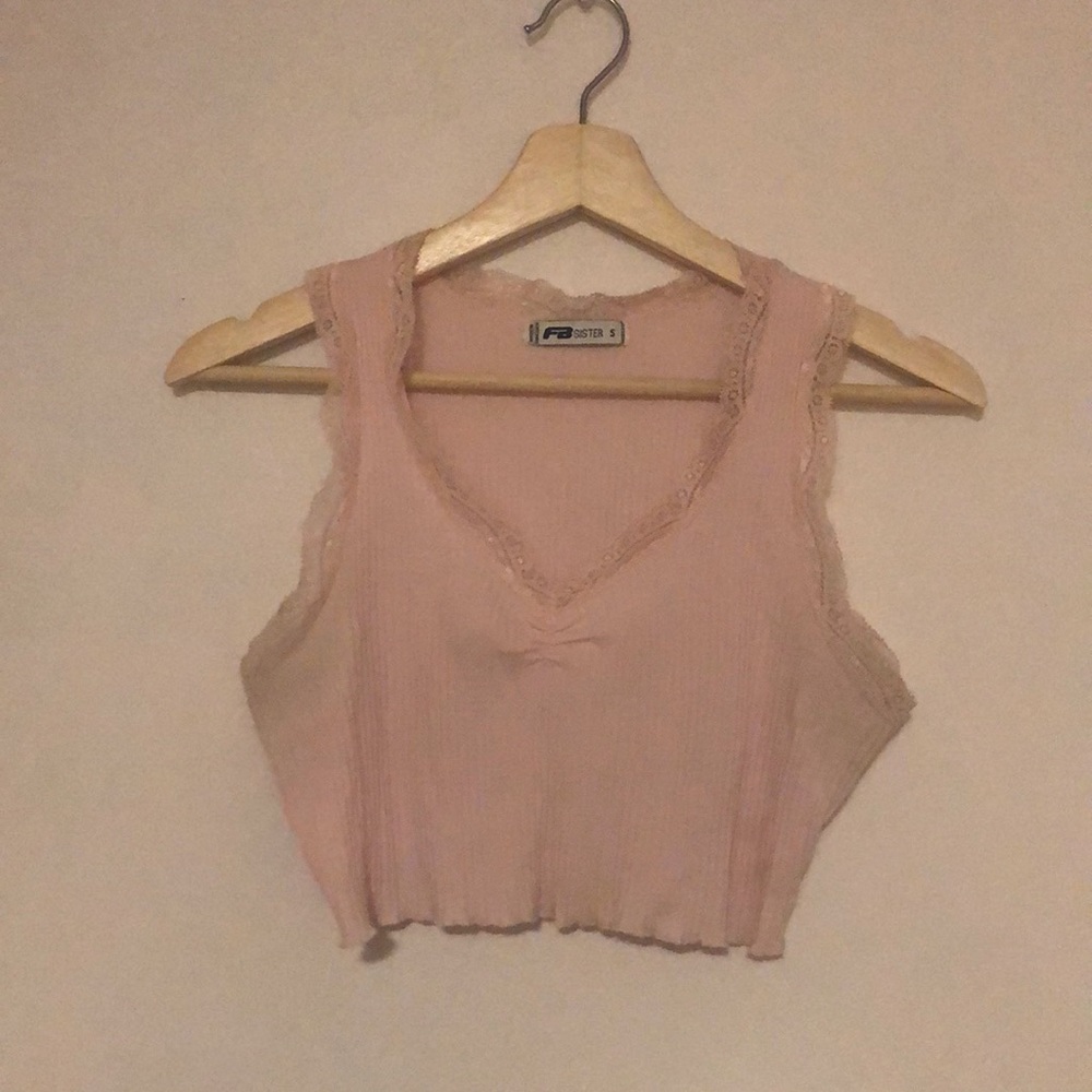 Pink tank top with lace size S
